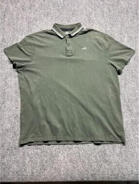 Hollister Advanced Stretch Polo Shirt Mens XXL Green Short Sleeve Tipped Collar